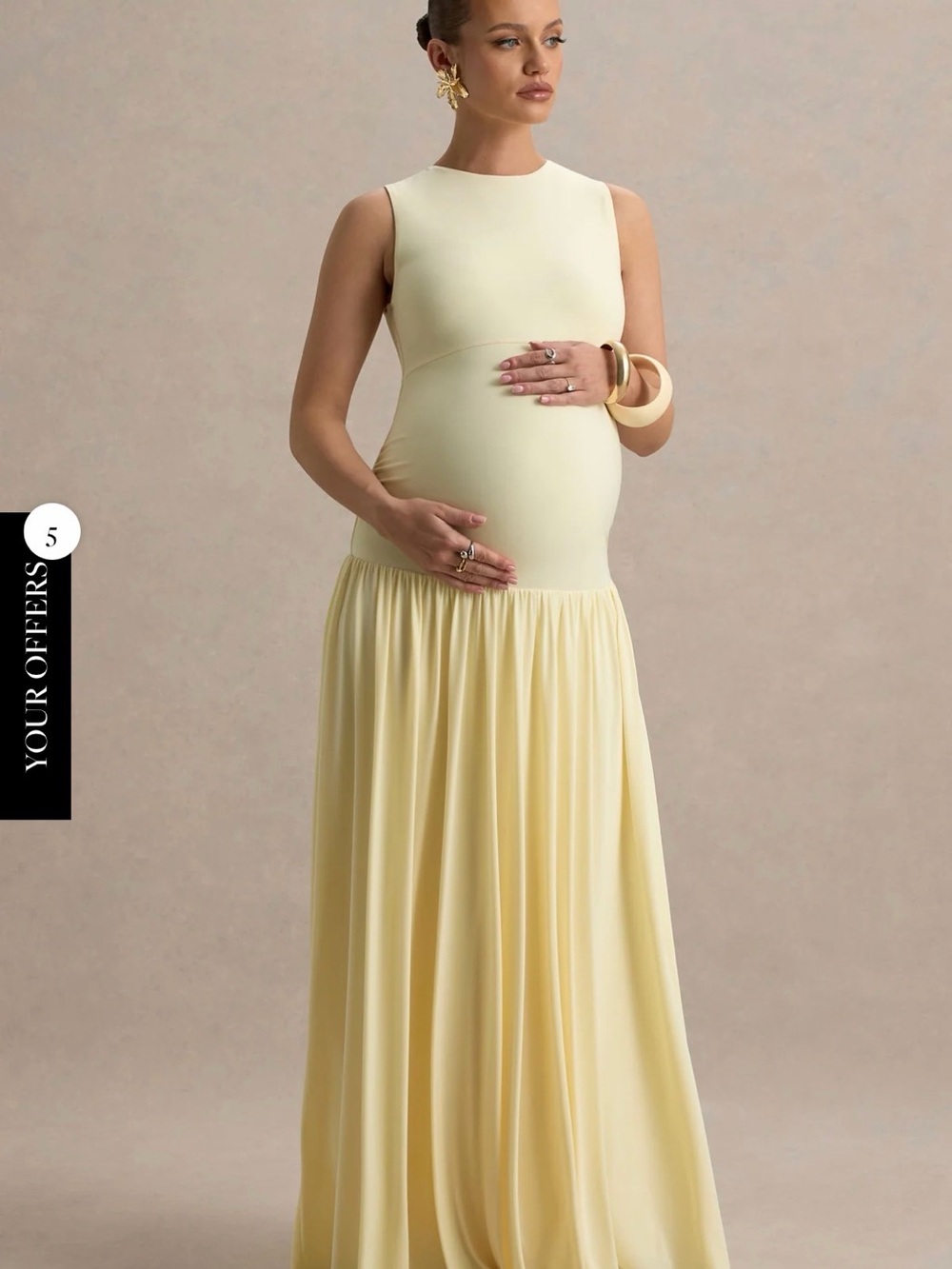 Club L London Sleeveless Maxi Maternity Dress in Pale Yellow